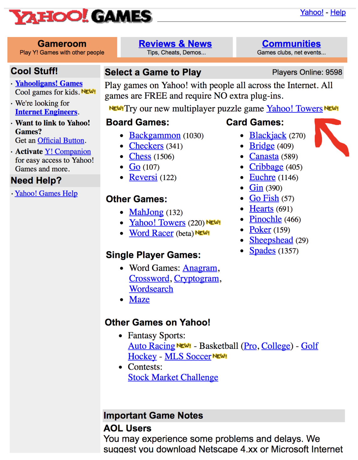 Screenshot of Yahoo Towers.